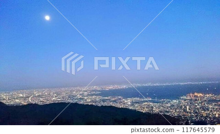 Full moon and night view of Mt. Rokko Full moon and night view of Mt. Rokko 117645579