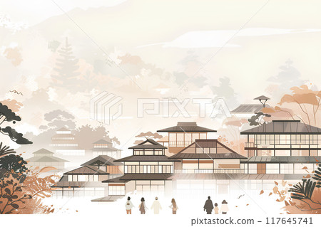 熱氣騰騰的溫泉小鎮風景-2 117645741