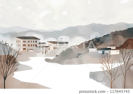 Steaming hot spring town scenery-2 117645745