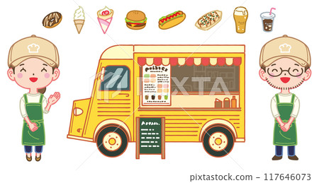 廚房車和食物圖標 廚房車和食物圖標 117646073