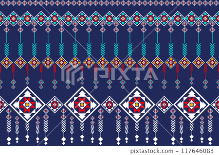 Geometric ethnic pattern. Geometric ethnic pattern, Native American tribal fabric design for clothing, textile, wrapping, background, wallpaper, carpet, embroidery, vector, illustration design Geometric ethnic pattern. Geometric ethnic pattern, Native American tribal fabric design for clothing, textile, wrapping, background, wallpaper, carpet, embroidery, vector, illustration design 117646083