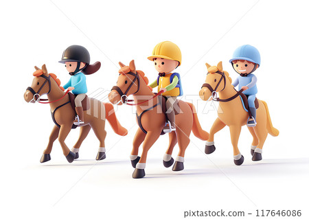 Children practicing horse riding Children practicing horse riding 117646086