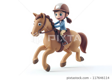 Girl practicing horse riding 117646114