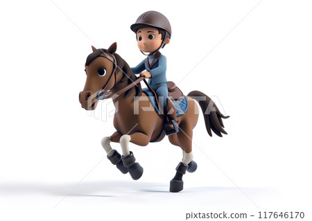 Boy practicing horse riding Boy practicing horse riding 117646170