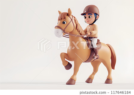 Boy practicing horse riding 117646184