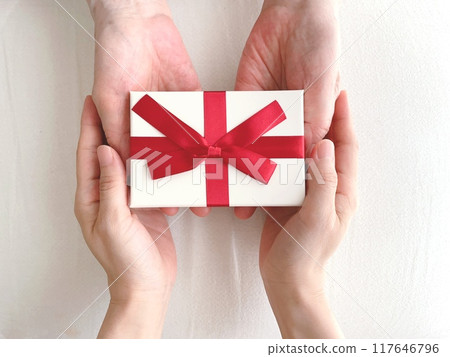 Women hand gifts to hand gifts 117646796