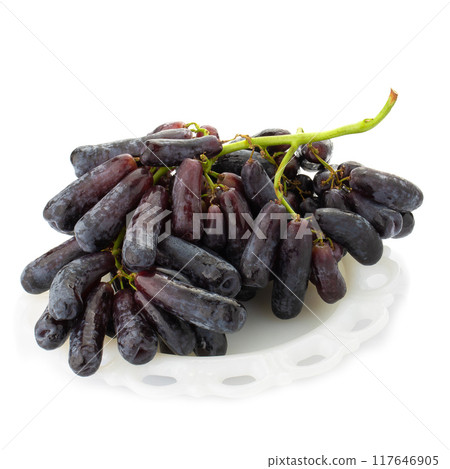 Sweet black sapphire grapes on a white background. 117646905