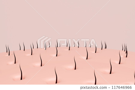 3d hair care with shampoo or serum for hair loss isolated on pink background. hair growth concept , 3d illustration render 117646966