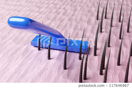 3d showing hair removal by shaving with razor. 3d illustration render 117646967