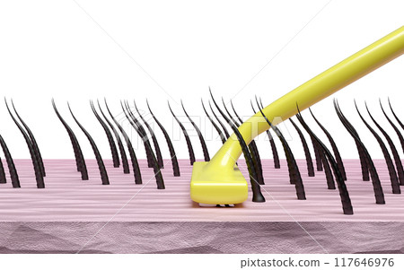 3d showing hair removal by shaving with razor isolated. 3d illustration render 3d showing hair removal by shaving with razor isolated. 3d illustration render 117646976