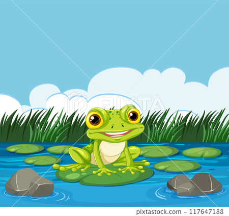 Happy Frog on Lily Pad 117647188