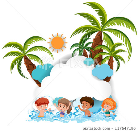 Kids Playing in Tropical Paradise 117647196