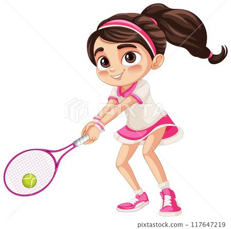 Young Girl Playing Tennis 117647219