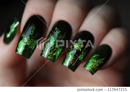 Trendy green nails showcase chic art for those passionate about nail design 117647255