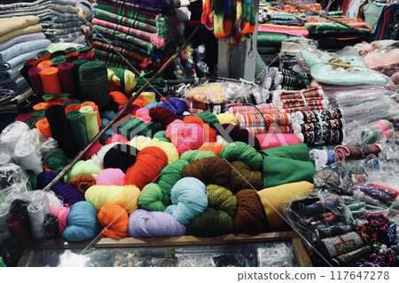 Yarn section at the Hmong Market 117647278