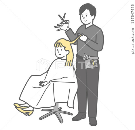 Upper body illustrations of various hairdressers Upper body illustrations of various hairdressers 117647436
