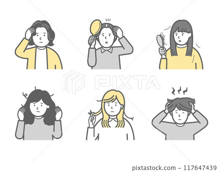 各種頭髮問題的插圖集 各種頭髮問題的插圖集 117647439