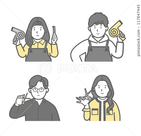 各種理髮師上半身插畫 117647445