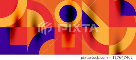 Neo memphis geometric pattern with circles, squares. Pop art abstract background for covers, banners, flyers and posters and other templates 117647462