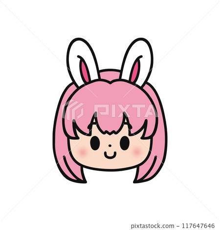 兔耳女孩/臉圖標 117647646