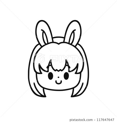 Bunny ears girl face icon line drawing Bunny ears girl face icon line drawing 117647647