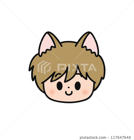 貓耳朵男孩臉圖標 貓耳朵男孩臉圖標 117647648