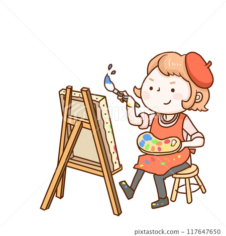 人在畫布上作畫 117647650