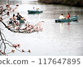 Spring pond with a rowboat 117647895