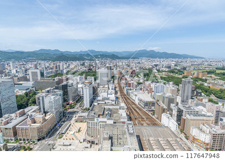 北海道札幌市，從JR札幌車站週邊（西方向）看到的札幌市景 117647948