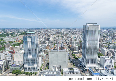 Sapporo cityscape as seen from around JR Sapporo Station (north direction) 117647961