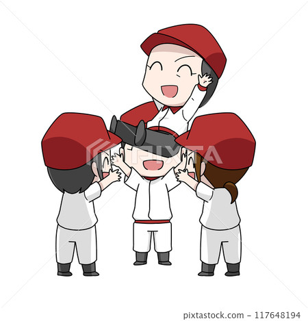 一個女孩在棒球中抬起軀幹的插圖 117648194