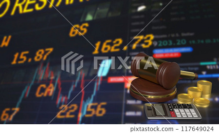 The Hammer and coins for Business law concept 3d rendering. The Hammer and coins for Business law concept 3d rendering. 117649024
