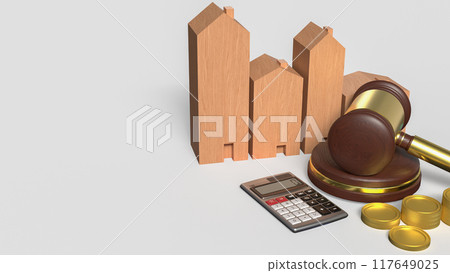 The hammer and house for Auction or law concept 3d rendering. The hammer and house for Auction or law concept 3d rendering. 117649025