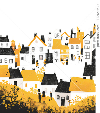 Yellow and black roofs of the city-1 Yellow and black roofs of the city-1 117649422