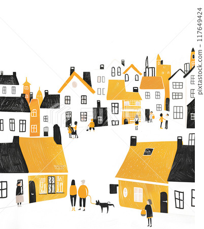 Yellow and black roofs of the city-1 117649424