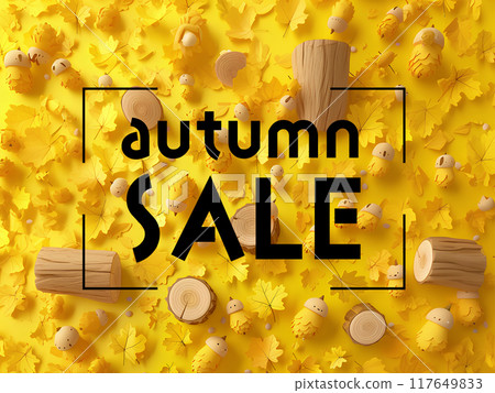 堅果和樹樁（秋季黃葉）帶有字母 117649833