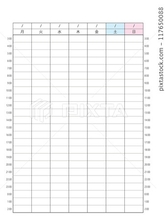 星期一開始 24 小時時間表 117650088