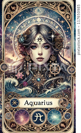 Aquarius is the name of the woman in the image 117650985