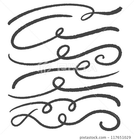 Swoosh hand drawn underlines. Swash and swish curly strokes. Squiggle calligraphic tails and dividers set. Vector decorative elegant flourish vintage elements. Wavy scroll swoop. Swoosh hand drawn underlines. Swash and swish curly strokes. Squiggle calligraphic tails and dividers set. Vector decorative elegant flourish vintage elements. Wavy scroll swoop. 117651029