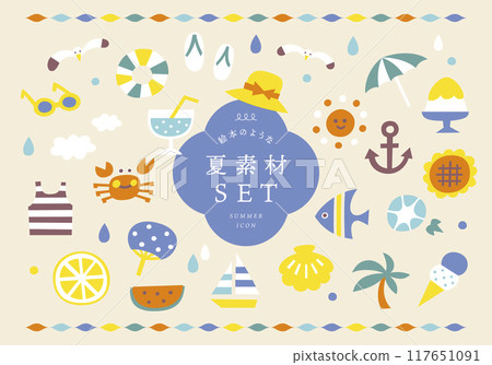 Summer material icon illustration set 117651091