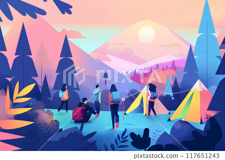 People enjoying hiking and camping - 2 117651243