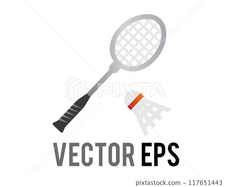 Silver badminton racket, racquet and feather ball sport equipment icon Silver badminton racket, racquet and feather ball sport equipment icon 117651443