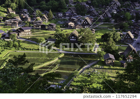 Spring evening scenery of Shirakawa-go 117652294