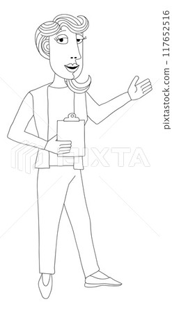 Woman With Clipboard Pointing Illustration 117652516