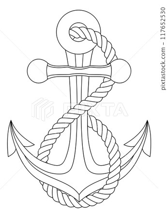 Ship Anchor Boat Rope Nautical Illustration 117652530