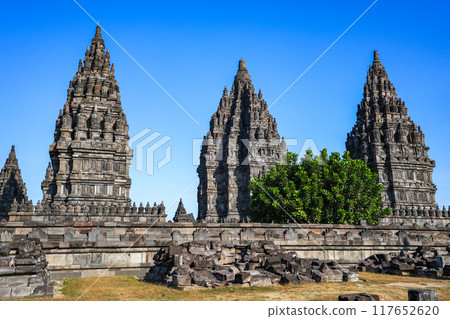 Prambanan Temple is the largest hindu temple compound dedicated to Shiva in yogyakarta, Indonesia. Prambanan Temple is the largest hindu temple compound dedicated to Shiva in yogyakarta, Indonesia. 117652620