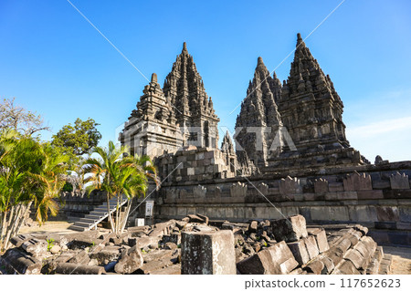 Prambanan Temple is the largest hindu temple compound dedicated to Shiva in yogyakarta, Indonesia. Prambanan Temple is the largest hindu temple compound dedicated to Shiva in yogyakarta, Indonesia. 117652623