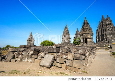 Prambanan Temple is the largest hindu temple compound dedicated to Shiva in yogyakarta, Indonesia. 117652624