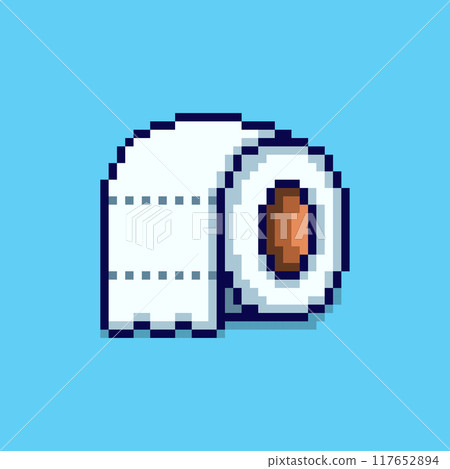 Pixel art toilet paper roll game asset design 117652894