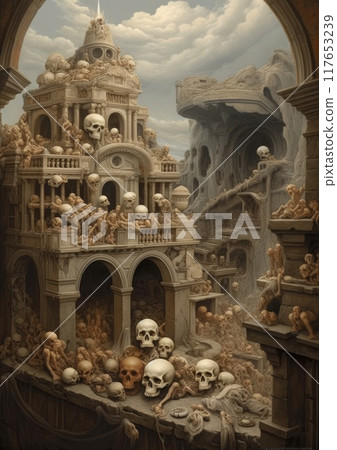 Skulls and bones in the Museum of Art. 117653239